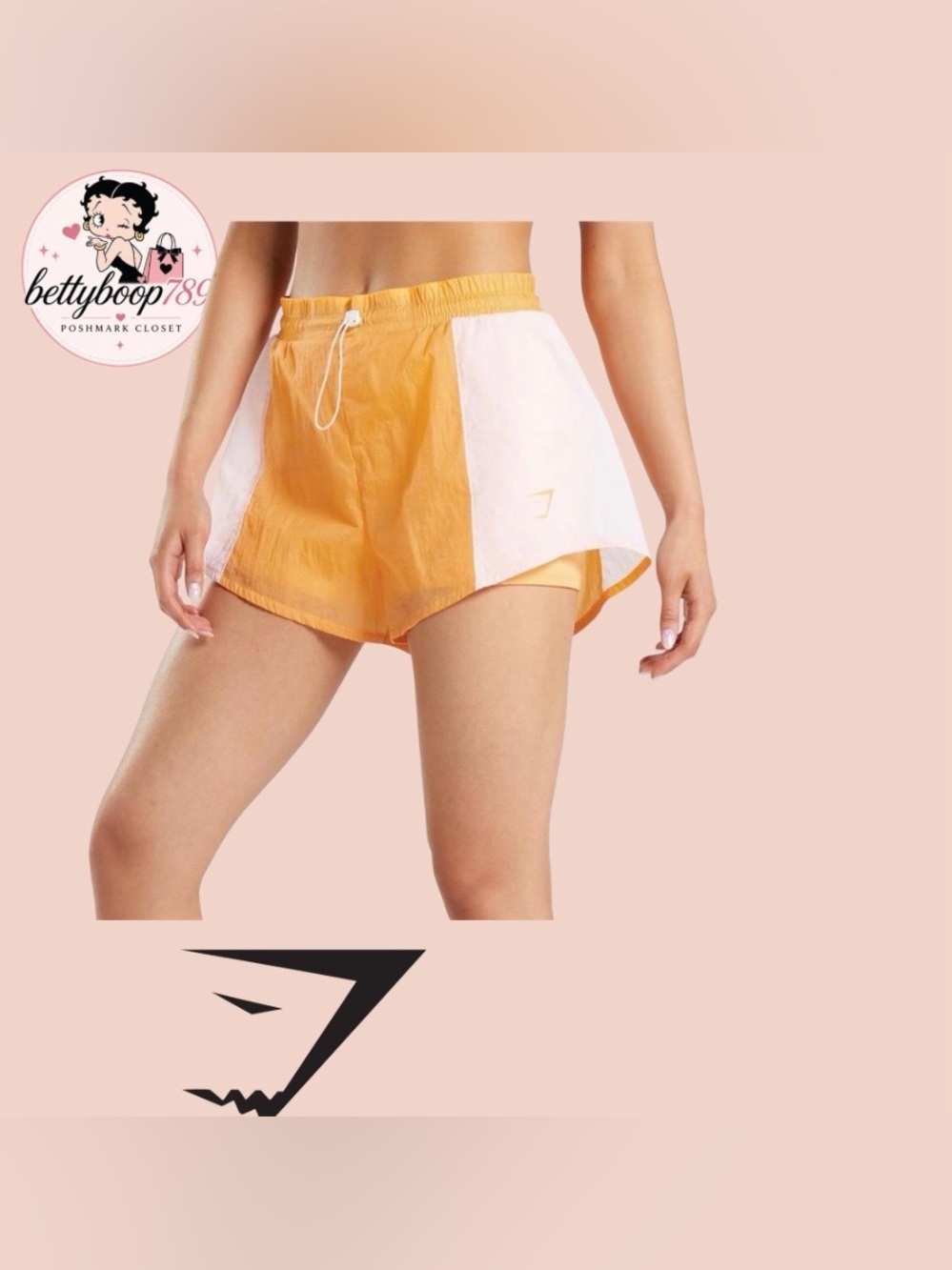 Gymshark Women’s Orange and White Athletic Shorts